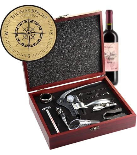 GOODS+GADGETS Weinkiste Zubehörbox Wein-Set Sommelier-Set Wein- Geschenk-Set; Weingeschenk Set Mit Zubehör Für Weinliebhaber (Weinkiste Ohne Flasche