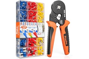 0.25-10mm² Pince à Sertir, Preciva Pince a Sertir avec 1170pcs Cosses Electriques, 0.75/1.5/2.5/4/6/10mm² Cosses Electriques a Sertir, 6 Tailles en Rouge/Bleu/Jaune 3 Couleurs Embout de Cable