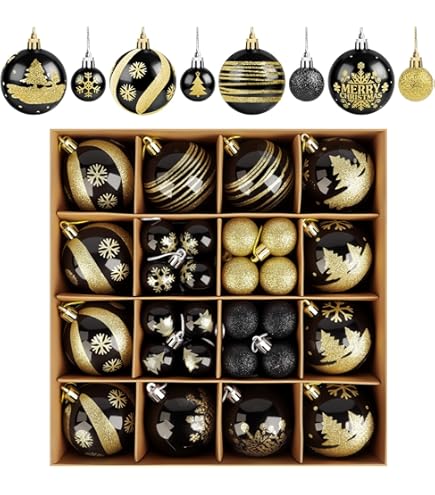 Relaxdays Set van 30 kerstballen van kunststof met een diameter van 6 cm, kerstboomversiering, onbreekbaar, goud/wit Relaxdays Set van 30 kerstballen van kunststof met een diameter van 6 cm, kerstboomversiering, onbreekbaar, goud/wit