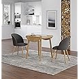 Hallowood Furniture Ledbury Small Dining Table & Dining Chairs Set 2, Round Wooden Drop Leaf Table & Chairs in Dark Grey, Folding Table and Chairs, Kitchen Table Dining Room Set