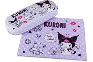 Roffatide Anime Caricatura Rosa Funda protectora para gafas con paño para gafas Funda Protectora Portátil para Gafas de Niños y Niñas