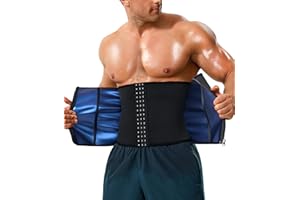 KUMAYES Waist Trimmer for Men, Sweat Belt Sauna Waist Trainer Double Layer Waist Trimmer with Zip for Men, for Workout, Running, Fitness and Gym