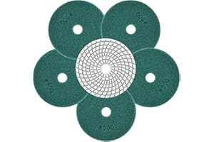 QUEFORET Diamant Polierpads Körnung 800-6 Stücke Nass Polierscheiben 100mm für Granit Marmor Quarz Kunststein, für Winkelschleifer