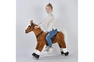 UFREE Ride on Pony, Horse toy, Giant Plush Animals, White Mane and Tail, Age 4-9