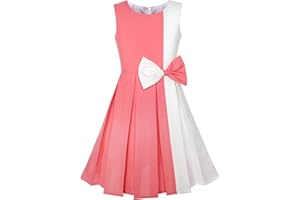Sunny Fashion Girls Dress Color Block Contrast Bow Tie Everyday Party Age 4-14 Years