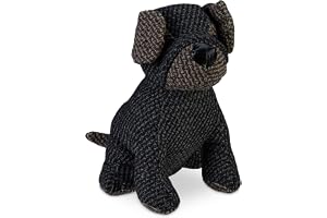 Relaxdays Dörrstopp hund, dörrhållare, H x B x D: 23,5 x 18 x 22 cm, sandfyllning, golvbuffert, fristående, grå