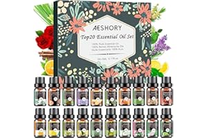 Aeshory Essential Oils Set 100% Natural Pure 20 x 5ml, Therapeutic Grade Premium Aromatherapy Essential Oil for Diffusers for Home, Humidifier, Relax, Fragrance, Cleaning, Soap & Candle Making