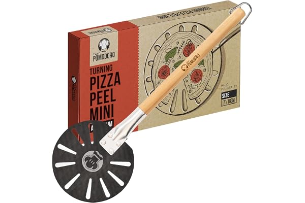 Chef Pomodoro Pizza vändande skal med avtagbart aluminiumhandtag för enkel förvaring, gourmet lyxig vändning skal för bakning hemlagad pizza och bröd (18 cm)