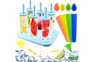 FHzytg Multifunktion Silikon Eisformen eis am stiel, 10 Stück Eisformen, BPA-frei, Eistüten Eisformen Wassereis mit Deckel, Wiederverwendbar Formen Eiscreme, DIY Ideen Eis am Stiel