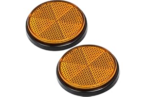 AGRISHOP 2X Catadioptre Orange Rond Adhesif Catadioptre pour Vehicule Réflecteur Remorque Signalisation