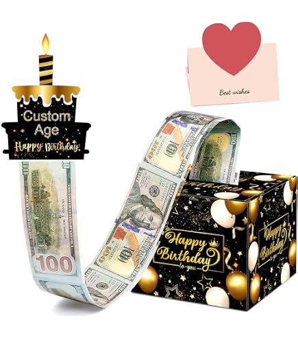 thumbnail image 2 of Birthday Money Pull Box - Pop Up Cash Gift Box With 50 Bags & Stickers For Money Gifts 2 of 10