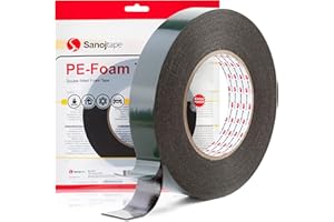 Czarna, Dwustronna i Trwała Taśma Piankowa 25mm x 10m Do Przyklejania Tablic Rejestracyjnych, Montażu Części Samochodowych, Wodoszczelna, LED. Mocno Klejąca Taśma Sanojtape o Grubości 1mm