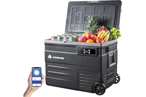 AAOBOSI Nevera Portátil 55 litros, -20℃ a 20℃,App Control Nevera Coche, 12V/24V DC y 100V a 240V AC, Nevera Portatil Electrica para Hogar, Camping, Viajes, Coche, Barco y Autocaravana
