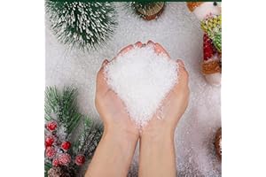 Yukiyi 50g Weihnachten Kunstschnee, Glitzernder Streuschnee, Fluffiger Schnee, Weiße Weiche Gefälschte Schnee für Party Feiertag Deko