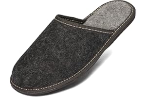 BeComfy Herren Filzpantoffeln aus naturreinem Filz Hausschuhe mit Gummisohle - Sehr Leicht - Hausschuhe Pantoffel Filz Crema Braun 40 41 42 43 44 45 46
