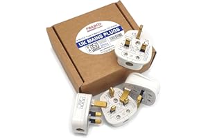 HDIUK Quality 4 Pack UK 13A Mains Plug top self Wire. (White)