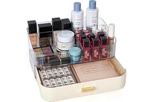 Winter Shore organizer na kosmetyki z szufladami – piętrowe organizery na toaletkę – przezroczyste pojemniki na kosmetyki i pielęgnację – akrylowy stojak na biurko i komodę