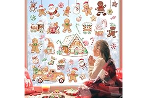 decalmile Autocollant Fenêtre Noël Maison de Pain D'épice Anti-Collision Stickers Biscuits de Noël Voiture Stickers Vitre Anti-Adhésifs Fenêtre Réutilisable Electrostatique Cuisine Fête Décoration
