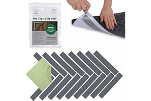 Ledgebay Rug Pad Grippers for Area Rugs - Pack of 17 Reusable, No Skid, Washable, Anti-Slip, Rug Pad Gripper for Hardwood Floors and Tile with Double-Sided, Self Adhesive to Keep Area Rugs Flat (Gray)