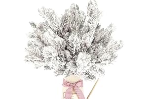 Kunjocy Künstliche Tannennadeln, Zweige, 27 cm, künstlich, mattiert, Tannenbaum, Tannenbaum, Winter, Kunsttanne, Kiefer, Sprays, Zweige zum Basteln, Kränze, Girlanden, Blumenarrangement, 48 Stück