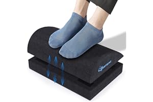 MESQOOL Poggiapiedi regolabile sotto la scrivania, cuscino ergonomico con nastro adesivo magico per altezza opzionale, memory foam base antiscivolo per casa