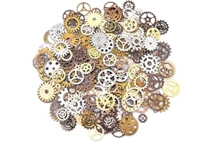 Guador 300g Steampunk Zahnräder, Vintage Zahnraeder Basteln Metall Anhänger Zahnraeder Legierungsschmuckzubehör der Weinlese DIY Handgemachtes Mehrfarbig