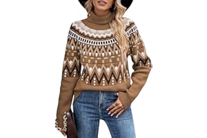 Wantonfy Maglione a Collo Alto da Donna Manica Lunga in Maglia Pullover Casual Maglione Allentato Inverno