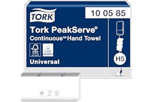 Tork PeakServe Universal 100585 - Asciugamani di carta H5 per dispenser di asciugamani - 1 strato, bianco - 12 x 410 asciugamani