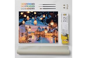 DonElton Dipingi con i Numeri per Adulti Città - Kit di Pittura 40x50 cm con Pennelli, Colori Acrilici e Tela di Lino, Senza Cornice - Regalo Creativo (Venezia)