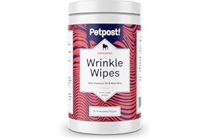 Petpost | Bulldog Wrinkle Wipes for Dogs - Extra Large Cotton Pads in Coconut Oil Solution - Cleans and Soothes XL Pug Wrinkles and Folds 60 ct