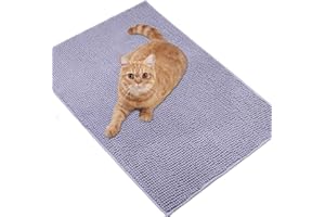 VIVAGLORY Soft Cat Litter Box Mat, Large Litter Trapping Mat for Indoor Cat, Machine Washable Cat Kitty Litter Tray with No-slip and Waterproof, 80 × 50cm, Grey