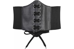Hoerev Women Girls Elastic Wide Band Elastic Tied Waspie Corset Waist Belt