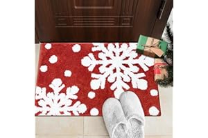 AIBIIN Świąteczna mata łazienkowa płatki śniegu dywaniki łazienkowe antypoślizgowy dywanik z mikrofibry chłonny dywanik prysznicowy do wanny biały śnieg Boże Narodzenie dekoracje do domu 50 x 80 cm