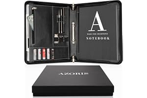 AZORIS PREMIUM® Schreibmappe A4 - Extra gepolstertes 13" Tablet-Fach | Große Ringbuch Konferenzmappe inkl. Notizblock | Aktenmappe für ambitionierte Herren