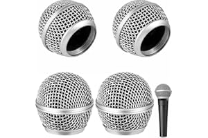 WADY 4 Stück Metall-Mikrofon-Netzköpfe, Mikrofon-Metallkopf mit Schwamm, kompatibel mit SM58-Mikrofon, Ersatz-Mikrofongitter, Kabelgebundenen und Drahtlosen Mikrofonen Ersatz-Mikrofon-Grillkopf