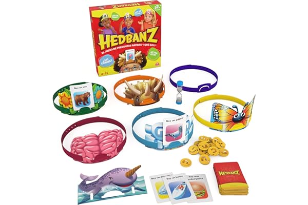 Hedbanz SPIN Master Games Juego de Mesa de Adivinanzas para Toda la Familia, 2-6 Jugadores - Regalos niños 7 años + - Juegos de Mesa Niños 7 Años +