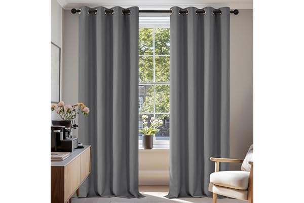 Deconovo Cortinas Térmicas Aislantes Frío y Calor Opacas Blackout – Cortinas Modernas para Salon y Dormitorio, 2 Piezas con Ojales 140x245 cm, Gris Claro, Elegantes Curtains Aislantes para Hogar