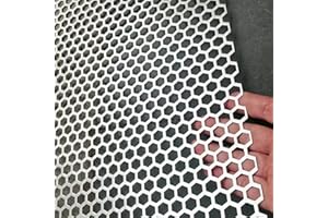 COYOUCO Tôle Perforée INOX 304 Nid d'abeille | Feuille Métallique Grille Hexagonale | Panneau Décoratif pour Ventilation, Filtre, Meuble, DIY & Extérieur,Thick 1mm,50x50cm Dia 10mm