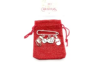 LIBBY'S MARKET PLACE My First Christmas 2024 Keepsake Nappy Pin with Red Gift Bag & Gift Card - Snowman, Christmas Stocking