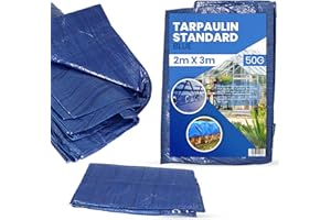 INSTALGURU Bâche de Protection 2x3m PVC 50 g/m² Imperméable Extérieur en Tissu Industrielle Multifonction pour Meubles Camping Voiture étanche Multi-Usage Universelle