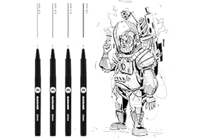 ‎MOLOTOW Molotow Blackliner Set 2 (Strichstärke 0,3 mm bis 1,0 mm, Fineliner mit permanenter, dokumentenechter Tinte) 4 Stück schwarz