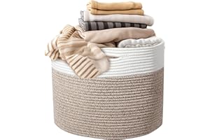 LUPATDY Panier à Linge en Coton Tressé, avec Poignées, Pliable Panier De Rangement pour Couvertures, Jouets, Doudous, Vêtements, Plantes Dans des Pots, 30 x 30cm (Marron)