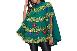 Miolasay Weihnachtsbaum-Poncho-Kostüm für Erwachsene, Schleife, Ball, Dekoration, Kapuzenumhang, Party-Requisite für Cosplay-Party