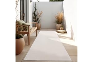 Paco Home Matta Utomhus Balkong Terrass Köksmatta Enfärgad Melerat Mönster, Storlek:80x250 cm, Färg:Elfenben