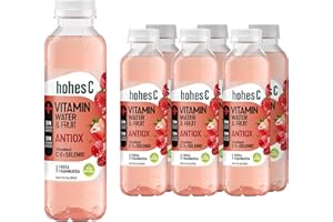 hohes C Vitamin Water Antiox - Fresa y Frambuesa - Bebida Refrescante- Pack de 6 (6x0,5L)