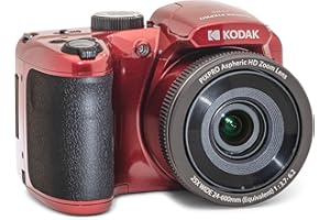 KODAK Pixpro Astro Zoom AZ255 - 16 MP Digital Bridge Camera, 25X Optical Zoom, 1080p HD Video, 24mm Wide Angle, Optical Image Stabilizer, 3-Inch LCD Screen, AA Battery - Red