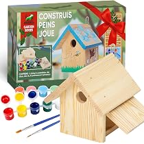 Lot de 2 nichoirs à oiseaux en bois DIY avec peintures et pinceaux, nichoir d'art et bricolage pour enfants et adultes, pour construire et peindre Lot de 2 nichoirs à oiseaux en bois DIY avec peintures et pinceaux, nichoir d'art et bricolage pour enfants et adultes, pour construire et peindre