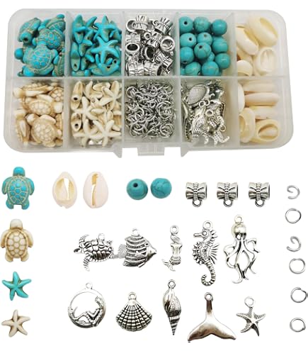 UNICRAFTALE 1000 Stück Muschelperlen Set – Bunte Schildkröten, Seesterne, Runde Glasperlen Für Schmuckherstellung Im Boho-Stil