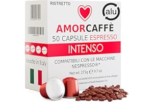 AMORCAFFÈ Amorcaffe 50 Aluminium Capsules Compatible with Nespresso Pods - Intenso Ristretto