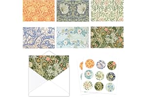 MORAINJAY 24 Grußkarten mit Umschlägen und Aufklebern, Blanko Karten Set 15x10cm, mit 6 Blumenmotiven, für Geburtstag, Einladung, Hochzeit, Dankeskarte, Baby Shower Anlässe